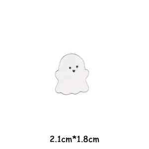 Cute white ghost enamel pin, sweet cartoon brooch badge for Halloween clothing accessories.