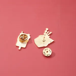Cute cartoon ice cream metal brooch badge accessory for backpack clothes aesthetic pins.