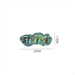 Metal enamel pin brooch with letter design, stylish clothing bag accessory gift, 3.5x1.7cm