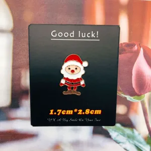 Cute Christmas Santa Claus enamel lapel pin badge for festive holiday decoration and gifts.