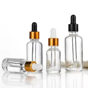 Clear Glass Dropper Bottle Thickened Glass Refillable Essential Oil Bottle Cosmetic Serum Vials Aromatherapy Liquid Container