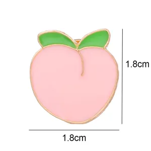 Cute peach enamel brooch pin, sweet pink and green fruit badge for backpack and clothes decoration.