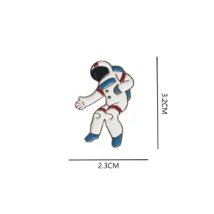 Cute cartoon astronaut alloy enamel brooch pin with stylish white space suit design.