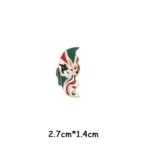 Chinese opera mask metal enamel brooch lapel pin fashion badge accessory detail shot 2.7cm
