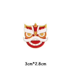 Chinese style lion dance enamel pin metal brooch badge for clothes lapel accessories.