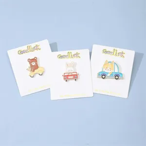 Cute Cartoon Animal Brooch Alloy Drip Oil Car Rabbit Bear Dog Badge Fashion Lapel Pin Jewelry Gift For Women Men