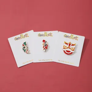 Traditional Chinese Style Peking Opera Mask Lion Dance Alloy Brooch Fashion Enamel Lapel Pin Badge Jewelry Gift