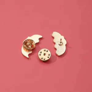 Chinese style cute cartoon lion dance metal alloy brooch pin back view accessory item.