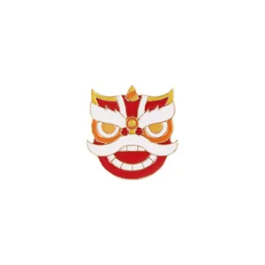 Chinese traditional lion dance enamel pin cartoon brooch alloy collar jewelry accessory gift