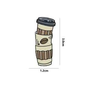 Cute stacked coffee cup enamel pin, retro cartoon style metal badge for clothes and bags.