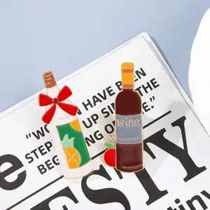 Set di spille a bottiglia di vino in smalto, distintivo creativo a risvolto per abbigliamento.