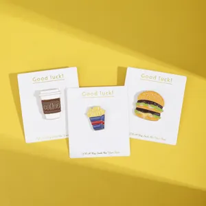 European American Fashion Cartoon Fast Food Alloy Enamel Brooch Pins Set Cute Hamburger French Fries Coffee Cup Badge Clothing Accessories Jewelry Gift