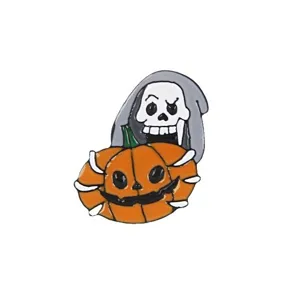 Halloween Skull Reaper Pumpkin Enamel Pin Cute Cartoon Alloy Brooch Clothing Badge Gift