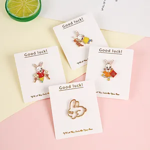 New Year Cartoon Rabbit Brooch Alloy Enamel Lapel Pin Cute Lucky Rabbit Badge Fashion Jewelry Gift For Kids Women