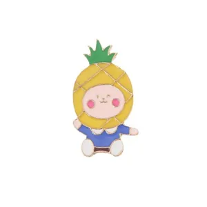 Cute pineapple cartoon character enamel pin metal brooch badge for clothing bags decor