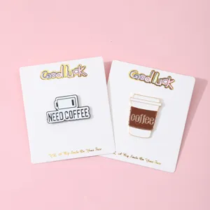 Creative Coffee Letter Enamel Brooch Alloy Pin Badge Fashion Clothing And Backpack Decor Jewelry Gift