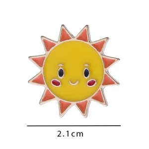 Cute cartoon sun enamel pin metal badge brooch for stylish clothes and backpack accessories