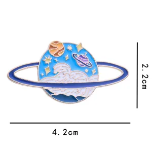 Creative Saturn space enamel pin badge for collar clothing and bags accessories alloy.