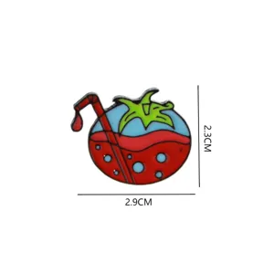 Cute cartoon tomato drink enamel pin brooch badge for clothes bags cute vegetable jewelry gift