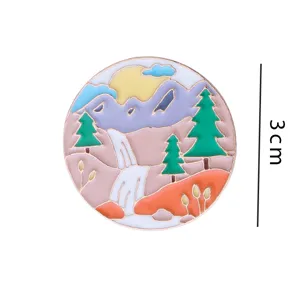 Enamel pin landscape design metal badge cute lapel pin backpack clothing accessory