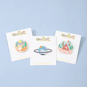 Creative Universe Planet Sun Moon Stars Forest Cabin Enamel Brooch Alloy Badge Fashion Lapel Pin Bag Accessories