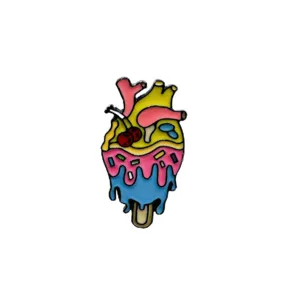 Creative dessert anatomical heart enamel pin badge for trendy clothes and bags decoration.