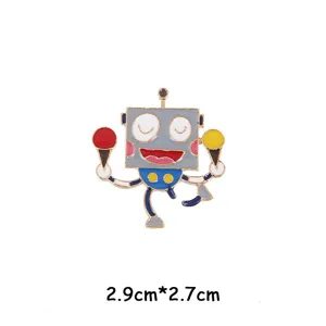 Spilla in metallo smaltato con simpatico robot spilla a cartone animato per borse di vestiti