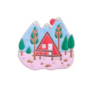 Cute forest cabin enamel pin cute mountain badge backpack collar clothing fashion accessory