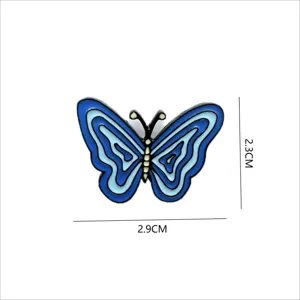 Spilla con farfalla smaltata blu badge in metallo accessorio di modo per vestiti carino