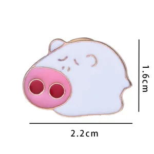 Cute Japanese style white pig enamel brooch cartoon badge lapel pin fashion accessory