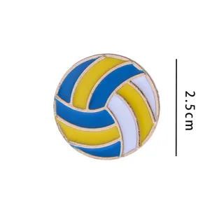 Spilla smaltata a forma di pallavolo distintivo in metallo per zaino vestiti sport 2.5cm