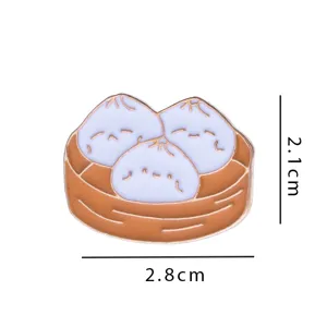 Cute cartoon steamed bun enamel pin brooch cute food design metal clothing accessories gift