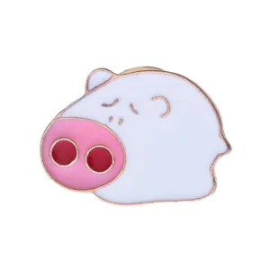 Cute white pig enamel brooch pin, Japanese style cartoon badge for clothes and bags accessories.