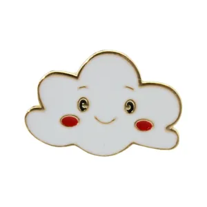 Cute cloud enamel pin for clothes backpack, sweet cartoon brooch badge with golden rim.