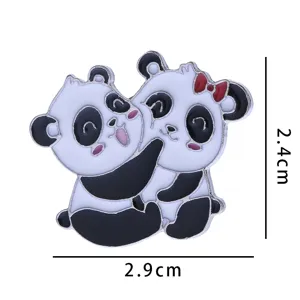 Cute panda enamel brooch pin, cartoon animal lapel badge for women, stylish kawaii accessories.