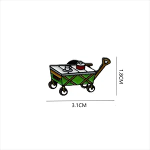 Outdoor camping utility cart enamel lapel pin cute metal brooch badge for clothes and bags