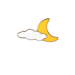 Cute Japanese cloud and moon enamel pin metal badge sweet aesthetic backpack accessory.