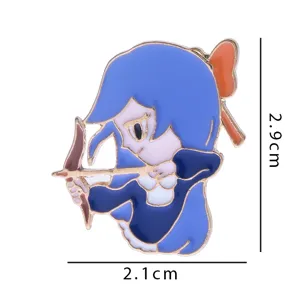 Adorable broche en émail de fille archer de dessin animé mignon badge d'alliage