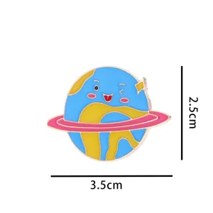 Cute cartoon planet enamel brooch cute space universe badge metal lapel pin clothing decor
