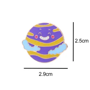 Cute cartoon space planet metal brooch enamel badge Japanese style clothing accessory pin