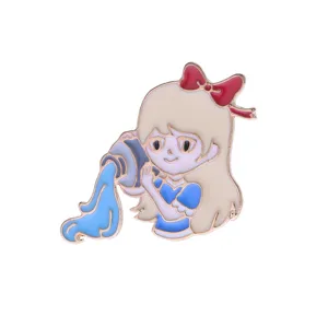 Joli badge broche en émail métallique de fille d'anime de signe astrologique verseau