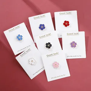 Cute Cherry Blossom Brooch Alloy Enamel Flower Lapel Pin Fashion Bag Backpack Badge Clothes Jewelry Accessories Gift