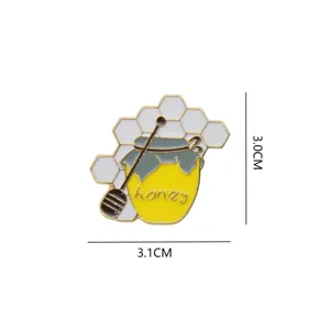 Spilla smaltata vaso di miele carino cartone animato spilla in lega metallica 3cm