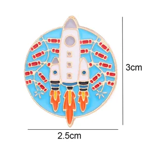 Space rocket enamel pin cute planet spaceship badge cartoon cosmic backpack accessory gift