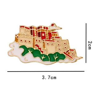 Potala Palace enamel lapel pin metal architectural brooch cute bag clothes accessories