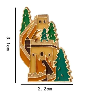 Detailed view of the Great Wall metal enamel pin showing fine craftsmanship and precise sizing.