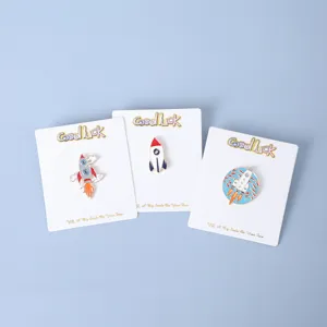 Cartoon Space Rocket Spaceship Brooch Metal Enamel Badge Cute Astronaut Lapel Pin For Backpack Clothes Student Gift