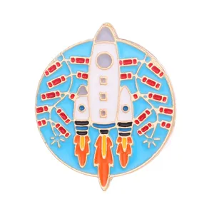 Space rocket enamel pin cute cartoon planet spaceship badge aesthetic backpack metal brooch gift