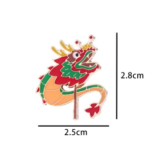 Traditional Chinese dragon lion dance enamel pin metal alloy brooch badge clothing accessory