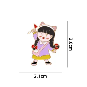 Joli dessin animé fille émail broche insigne mignon pour vêtements et sacs à dos